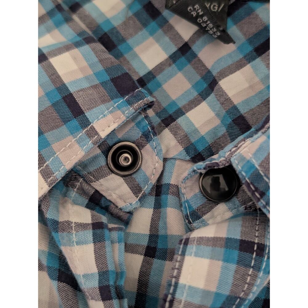 Kenneth Cole Reaction Mens Plaid Short Sleeve Snap Buttons Collared Shirt XXL - Picture 3 of 9